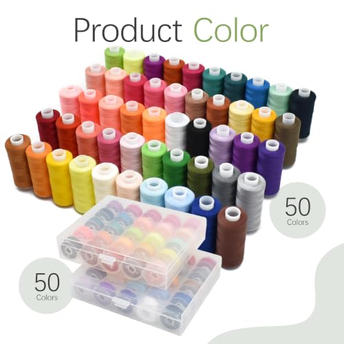 100pcs Bobbin Threads Kits, 400yard Per Polyester Thread Spool Set Matching Prewound Bobbin Thread, Spool Organizers, Needles and Needle Threaders for Hand, Embroidery, Sewing Machines and DIY Crafts