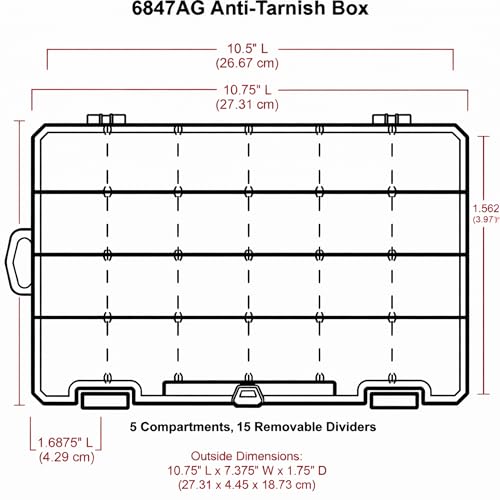 ArtBin Medium Anti-Tarnish Jewelry Box with 15 Dividers, Aqua Accents
