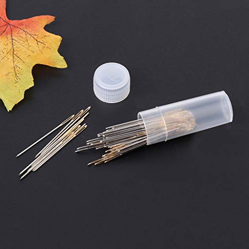 Kamonda 100 Pieces Tail Embroidery Fabric Cross Stitch Needles Craft Tools Size 26 for 14CT Cross Stitch Needle Gold