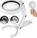 Magnifying Glass with Light and Stand, 3.55 Inch Large Lens with Lightweight Foldable Arm, Illuminated Magnifier with LED & Adjustable Brightness for Seniors Reading, Close Work, Coins, Jewelry