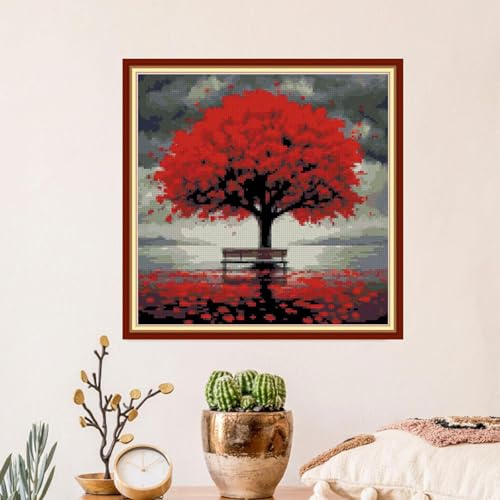 MYBISYMQQ Tree of Life Cross Stitch Kits for Adults,11CT Stamped Cross Stitch Kits for Beginner,DIY Needlepoint Embroidery Patterns Kits Embroidery Patterns for Home Wall Decor 13.7x13.7 inches - color: T016