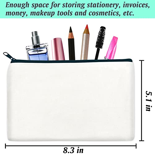 ZeeDix Small Canvas Zipper Pouch for Makeup Pencil Travel Storage 8.3x5 In - color: White, style: 8 Pcs