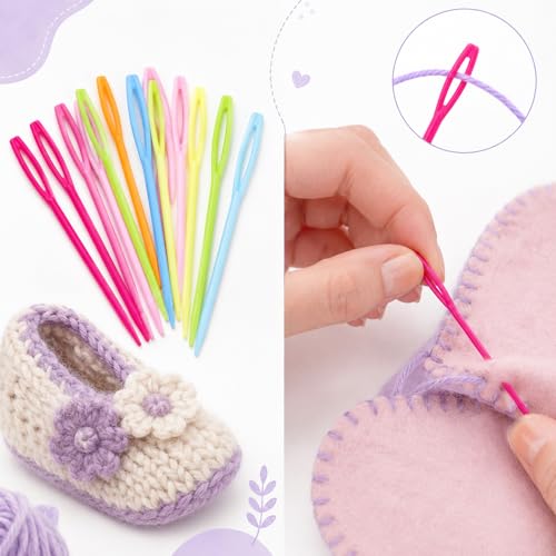 JJUNW 150 Pcs Yarn Needles Set, 7cm Large Eye Plastic Sewing Needles