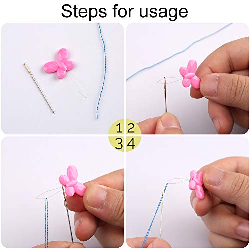 12 Pieces Beading Needles, 6 Size Collapsible Eye Needles for Beading - style: 12pcs-4sizes