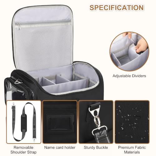 Relavel Rolling Tattoo Travel Case with 4 Inner Removable Pouches, Black - color: Black, size: Large with Trolley