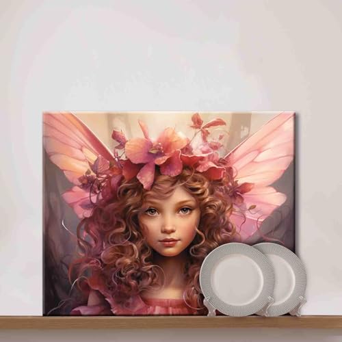 Little Girl Angel DIY Paint by Numbers for Adults Pink Wreath DIY Digital Oil Painting Acrylic Paint Angel Girl Flowers Painting Kits Canvas With Acrylic Paint Room Decor 16x20 Inch （DIY Frame ） - color: Angel-01, size: 16''Wx20''H(DIY Frame)