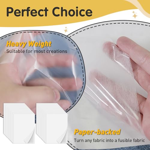 Iron On Adhesive Sheets 40PCS, Heavy Weight Double-Sided Heat Melt Fabric Glue Sheet, A4 Size Fusible Adhesive Sheets, Press-on Patch Iron On Tape, Fusible Interfacing for Sewing, Heat and Bond - size: 40-PACK