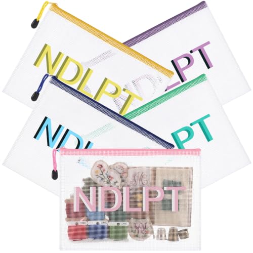 Sabary 5 Pcs Needlepoint Project Bag Clear Mesh Zipper Pouch, Pastel - color: 5 Colors