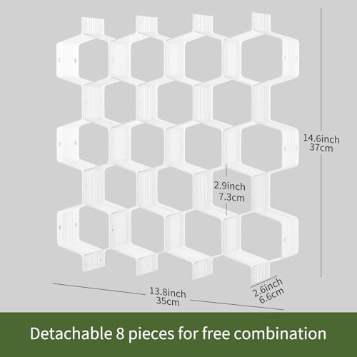 Honeycomb Separator Adjustable Drawer Organizer Divider for Underwear Belt-Scarf Socks Organizer (White(2pcs)) - color: White(2pcs)