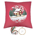 FONNUY Christmas Embroidery Kit for Beginners, Throw Pillow Case Cross Stitch Set Winter Snow House Holly Tree Pattern for Adults, Hand Works Crafts Throw Pillow Cover, 18 x 18'' (Red) - color: Red