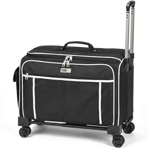 CAB55 XXL 23-Inch Rolling Sewing Machine Case with 4 Wheels, Extra Large Carrying Case for Professional Embroidery and Heavy Duty Sewing Machines with Bottom Support Board (Black) - color: Black