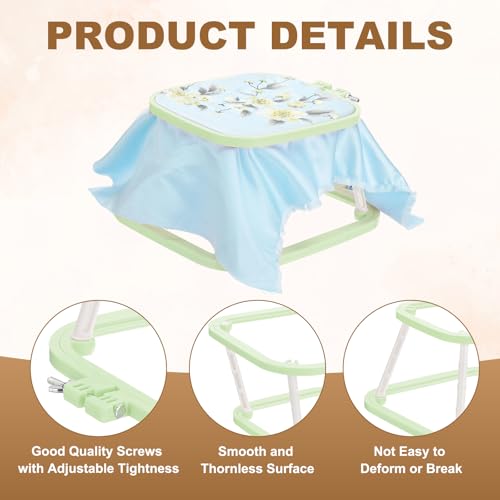 PATIKIL 7.1" x 6.7" Square Embroidery Hoop Stand, Adjustable ABS Plastic Cross Stitch Stand Hands-Free 2-Tier Embroidery Hoop Holder Punch Needle Frame for Sewing Arts Needlework, Green - color: Green, size: 7.1" x 6.7"