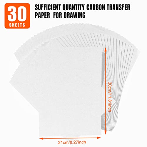 PSLER White Carbon Paper for Tracing - 30Pcs Graphite Transfer Paper, A4 - color: white