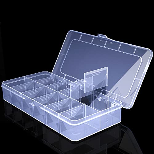 Plastic Organizer Box,12 Grid Tackle Box Organizer with Adjustable Dividers - color: Clear, size: 1x 12 Grids