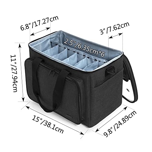 Teamoy Knitting Bag, Yarn Storage Organizer Crochet Bag Tote, Black - color: Black
