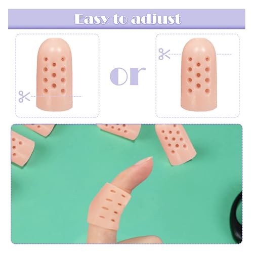 20 Pack Gel Finger Cots with Air Holes - Finger Protection and Healing for Wounds, Finger Cracking, Blisters. Includes Breathable Silicone Finger Caps and Toe Sleeves for Eczema Relief(Nude)