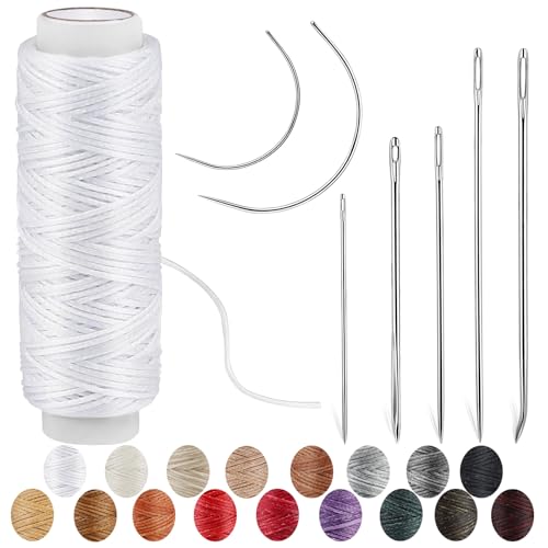 Waxed Thread, Upholstery Needle and Thread 32 Yards White - color: White, size: 32Yard