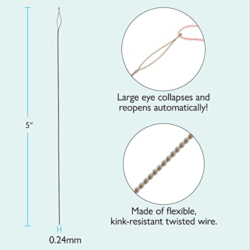 The Beadsmith Basic Elements Collapsible Eye Needles – 5 Inch Long – Flexible Twisted Wire – Large Eye, Easy to Thread – 4 Extra Fine Needles - size: Extra Fine - 5" Long - 4 Needles