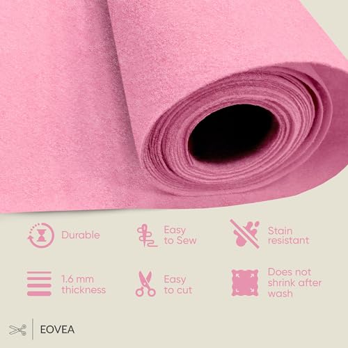 EOVEA - Acrylic Felt Fabric by The Yard - Soft and Durable 72" Wide & 1.6mm Thick Felt Sheets for DIY Crafts, Sewing, Upholstery, Cushion, Padding, Costumes(Baby Pink, 1 Yard) - color: Baby Pink, size: 1 Yard