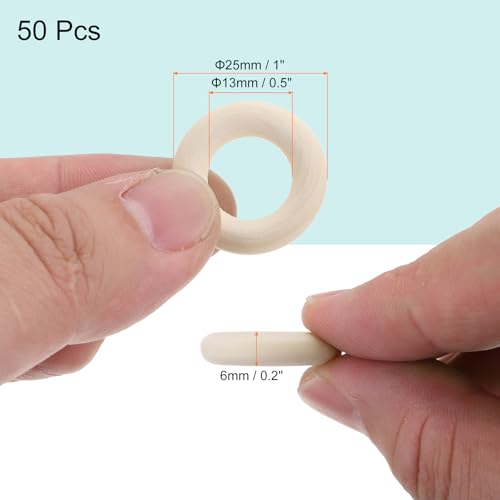 MECCANIXITY 100pcs 1" Unfinished Wooden Rings Smooth Natural Wood Macrame Rings for Curtain Connectors DIY Crafts Knitting Decoration Jewelry Making - size: 1"