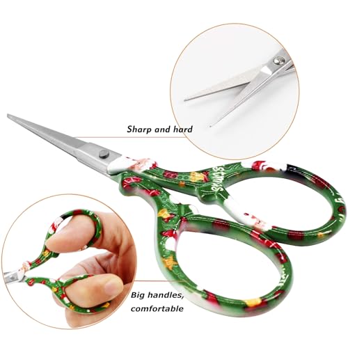 3.6 inch Scissors with Sheath for Embroidery Knitting Craft Yarn - color: Green Christmas