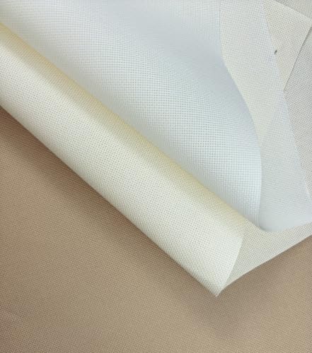 KCS 3 pc of 15" x 18"(38cmx45cm) 18 Count Cross Stitch Cotton Aida Cloth Needlework Rolled Fabric Box,18CT,Antique White +Cream+Khaki - color: Antique White +Cream+khaki, size: 18CT