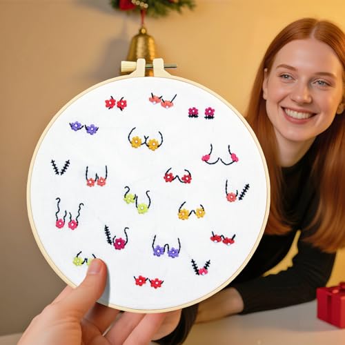 Crafmanoe Flowers Embroidery Kits for Beginners Adults, Hand Embroidery Starters Kits, Stamped Cross Stitch Kits DIY Needlepoint Kits for Beginners Adults, Embroidery Hoop, Thread and Video Tutorial - color: H2081