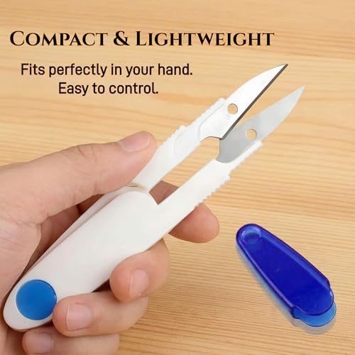 4 Pack Thread Snips with Safety Cover, Portable Sewing Scissors & Mini Yarn Cutter, Sharp Embroidery Scissors for Quilting, Knitting, Cross Stitch, and DIY Crafts (Assorted Colors)