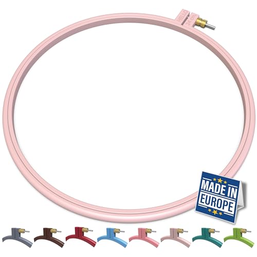 Maker Susan Plastic Embroidery Hoop, Hello Series Cross Stitch Hoops for Beginners, Punch Needle Hoop, Embroidery Frames for Sewing, Needlework, Embroidery Projects (Soft Pink, Large 9.45" (24 cm)) - color: Soft Pink, size: Large 9.45" (24 cm)