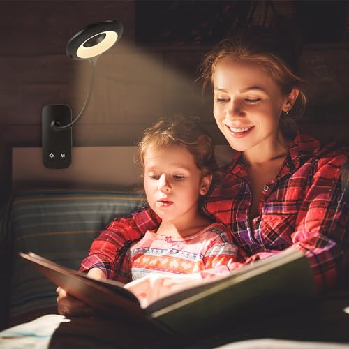 CUHIOY Rechargeable Clip on Reading Light for Bed Headboard, Black, 1 Pack - color: Black