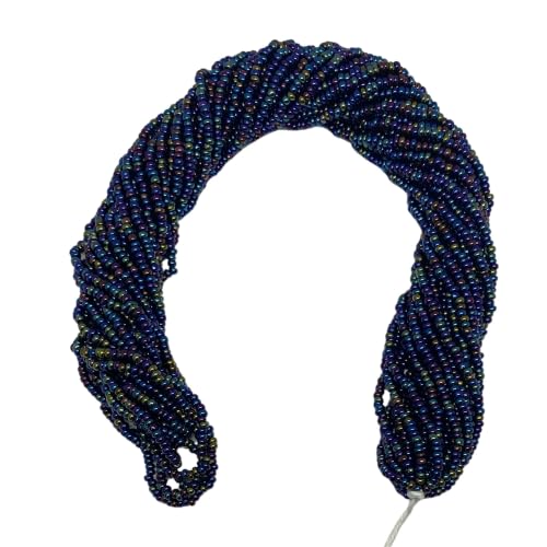 11/0 Glass Seed Beads, 12 String Hanks, Small Craft Beads, 2 mm (Navy Iris) - color: Navy Iris
