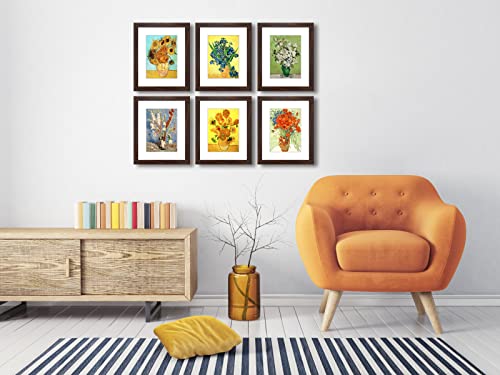 8x10 Picture Frame Set of 6 with Real Glass for Pictures 5x7 with Mat or 8x10 Without Mat, Wall or Tabletop Gallery Photo Frames Walnut - color: Walnut, size: 8x10(set of 6)