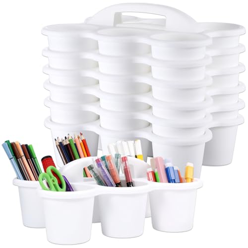 gisgfim 6 Pack Classroom Caddy Organizer with Handle, 6 Compartments, White - color: White
