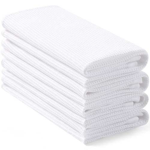 Homaxy 100% Cotton Waffle Weave Kitchen Towels, 4 Pack, White - color: White, size: 16 x 26 - 4 Pack
