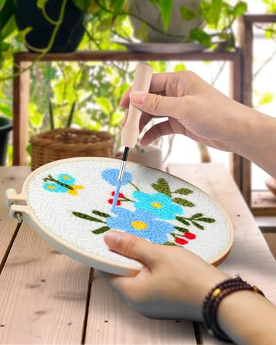TINDTOP Punch Needle Embroidery Kits, Flowers Punch Needle Kits for Adults - color: Set A