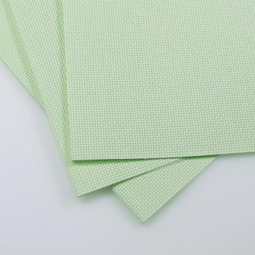 KCS 3 pc of 12" x 18"(30cmx45cm) Counted Cotton Aida Cloth Cross Stitch Fabric (Light Green,18CT) - color: Light Green, size: 18CT