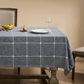 ZeeMart Grid Embroidered Rectangle Hemmed Tablecloths 52x70in, Blue Ashes - color: Blue Ashes, size: 70" x 52" (Rectangular)
