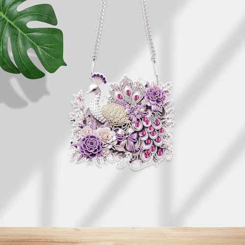 JISHSHAY Diamond Art Pendant Peacock Diamond Painting Hanging Animal Gem Art Hanging Pendant Peacock Gem Painting Sun Catchers Mosaic Kits for Adults Suncatchers Embroidery Kit Wind Chimes Windchimes - color: Peacock