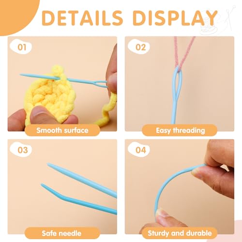 UOOU 67 Pcs Yarn Needles, 5 Sizes Plastic Needles Big Eye Darning Needle