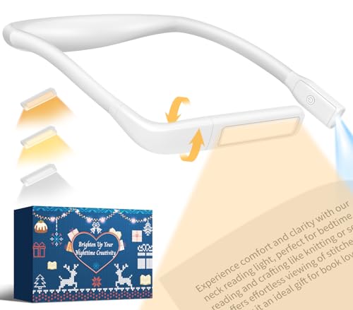 Neck Light, Rechargeable Book Light for Reading, Bright Dual Lamps - color: White