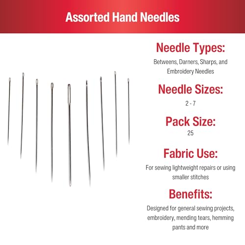 Singer 00276 Assorted Hand Needles in Compact, 25-Count,Assorted 25/Pkg - size: 1-Pack