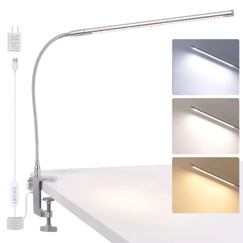 Space Aluminum LED Desk Lamp with Clamp Reading Study Desk Light