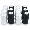 Simthread 12 Spools 3000 Yards 40WT Polyester Embroidery Thread Black White