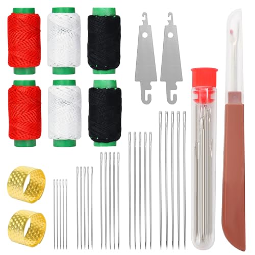LEETAT 37-Piece Sewing Tool Set, Big Eye Steel Sewing Needle Kit, Stainless Steel Needles for Hand Sewing (35) - size: 36 Medium