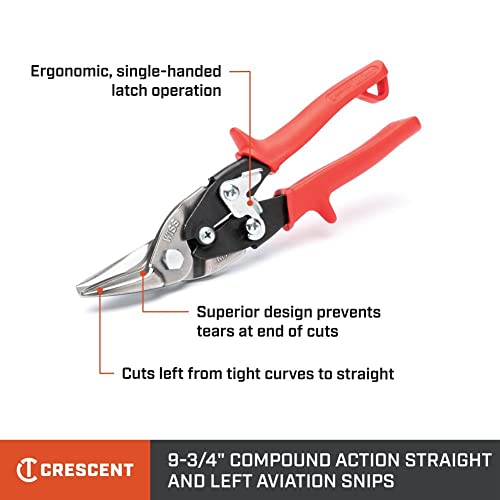 Crescent Wiss 9-3/4" MetalMaster Compound Action Straight and Left Aviation Snips - M1R (Pack of 2) - size: 1 Count (Pack of 2)