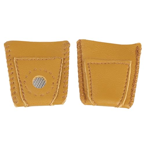 Genuine Leather Thimbles for Hand Sewing, 2 Pack Large Metal Tip Finger Protectors for Quilting, Embroidery, Needlework and Crafting Tools