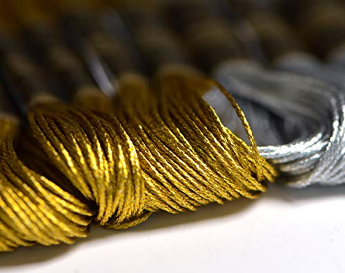 24 Skeins Metallic Embroidery Thread -Cross Stitch Threads - Friendship Bracelets String - Crafts Floss Gold and Sliver - color: Gold and sliver, size: 24 skiens