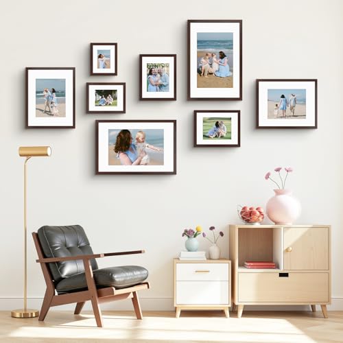 Golden State Art 11x14 Brown Picture Frame Mat for 8x10 Real Glass - color: Walnut, size: 11x14
