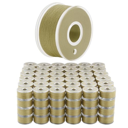 Mandala Crafts Beige 15J SA156 Prefilled Bobbin Thread, 144 PCs - color: Beige, size: Size A 144 X 142 Yards