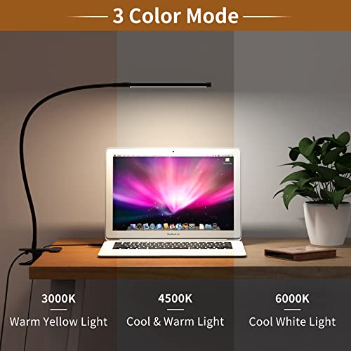 iZELL Book Light, LED Reading Light Clip On [3 Color Modes & 10 Brightness Levels] Flexible Gooseneck Book Lamp for Kids Reading in Bed at Night, Clip to Bedside Table, Headboard or Dorm - size: 15.8'' Height